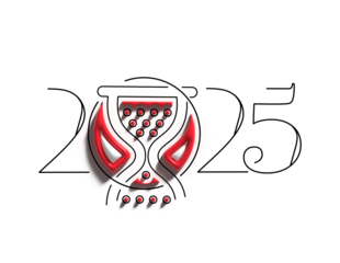 2025 Happy New Year Text Typography PNG Design Element.