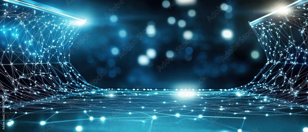 Poster abstract futuristic network connection, digital data flow, technology background