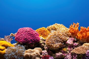 Obraz premium Environmental consideration concept for sustainable living. Vibrant coral reef ecosystem under a clear blue ocean