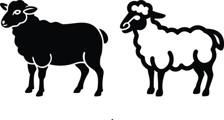 Sheep icon and logo silhouette set vector art and using black color illustration design