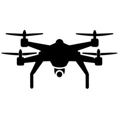 Drone icon silhouette, Single drone art vector, Vector of single drone black shape, Vector illustration