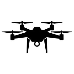 Drone icon silhouette, Single drone art vector, Vector of single drone black shape, Vector illustration