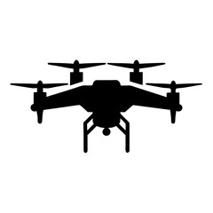 Drone icon silhouette, Single drone art vector, Vector of single drone black shape, Vector illustration