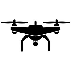 Drone icon silhouette, Single drone art vector, Vector of single drone black shape, Vector illustration