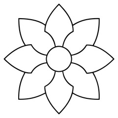 Beautiful flower mandala outline silhouette, Single mandala outline art vector, Vector of single flower mandala outline shape, Vector illustration