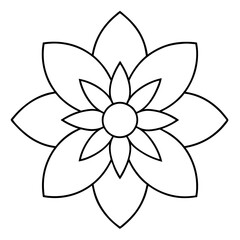 Beautiful flower mandala outline silhouette, Single mandala outline art vector, Vector of single flower mandala outline shape, Vector illustration