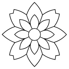 Beautiful flower mandala outline silhouette, Single mandala outline art vector, Vector of single flower mandala outline shape, Vector illustration