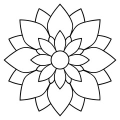 Beautiful flower mandala outline silhouette, Single mandala outline art vector, Vector of single flower mandala outline shape, Vector illustration