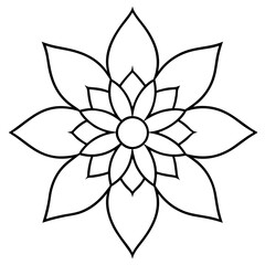 Beautiful flower mandala outline silhouette, Single mandala outline art vector, Vector of single flower mandala outline shape, Vector illustration