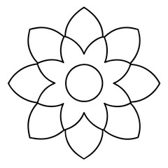 Flower mandala outline silhouette, Single mandala outline art vector, Vector of single flower mandala outline shape, Vector illustration