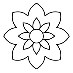 Flower mandala outline silhouette, Single mandala outline art vector, Vector of single flower mandala outline shape, Vector illustration