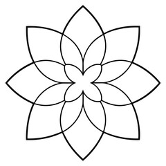 Flower mandala outline silhouette, Single mandala outline art vector, Vector of single flower mandala outline shape, Vector illustration
