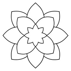 Flower mandala outline silhouette, Single mandala outline art vector, Vector of single flower mandala outline shape, Vector illustration