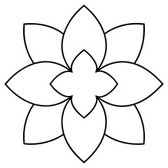 Flower mandala outline silhouette, Single mandala outline art vector, Vector of single flower mandala outline shape, Vector illustration