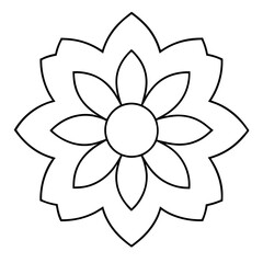 Flower mandala outline silhouette, Single mandala outline art vector, Vector of single flower mandala outline shape, Vector illustration