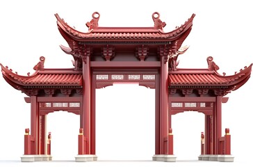 Fototapeta premium Traditional Chinese Red Gate Entrance Architecture