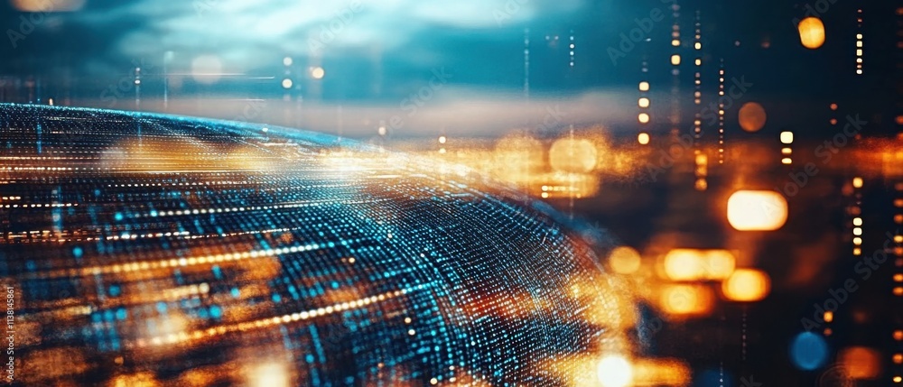 Poster abstract digital globe: futuristic technology and data network visualization