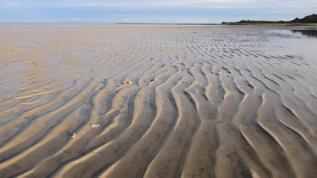 Str&ouml;mungsrippel im Wattenmeer in der Abendd&auml;mmerung bei Ebbe, Wellenstruktur, Nordsee