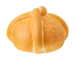 baked fresh round bread, isolated on white background with clipping path