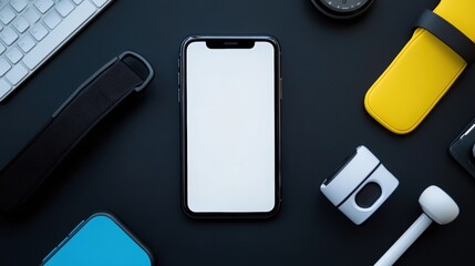 Smartphone and Fitness Tracker on a Dark Surface