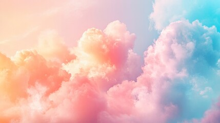 Heart made of clouds in the sky, with pastel colors, love concept,beautiful colorful valentine day heart in the clouds as abstract background, with copy space