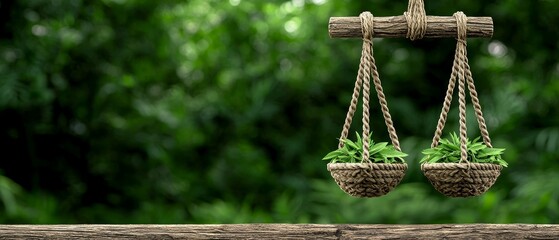 Hanging Plants Green Harmony Nature Balance Eco Concept