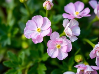 Fototapeta premium Close up of beautiful pink and white ranunculus flowers blooming, petals, vibrant, beauty