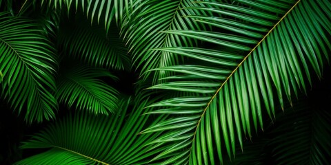 Close-up of a vibrant green palm leaf showcasing its rich textures and natural tropical beauty, texture, nature