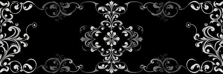 Elegant vintage card design featuring intricate damask seamless wallpaper pattern, backdrop, Victorian, invitation