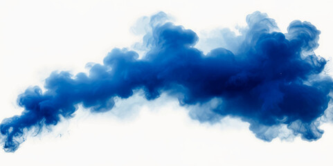 Beautiful blue smoke plume isolated on transparent background. bright orange paint color powder festival background.	
