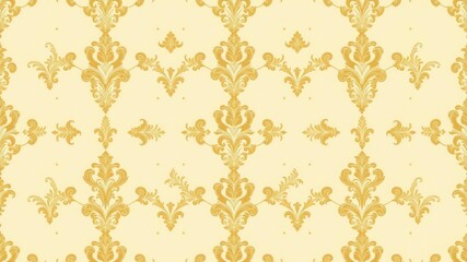 Intricate and elegant seamless damask wallpaper design in shades of gold and cream, textile, backdrop, opulent