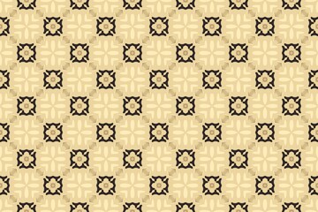 Fototapeta premium Ornate Seamless Floral Tile Pattern in Beige and Black.