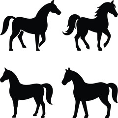 Horse icon and logo silhouette set vector art and using black color illustration design