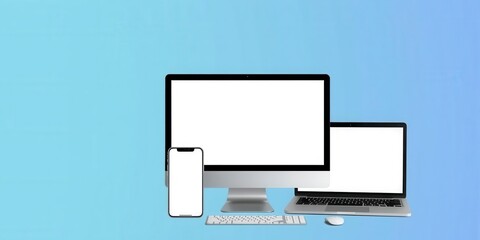 Mockup of browser windows displayed on computer and mobile devices, technology, browser