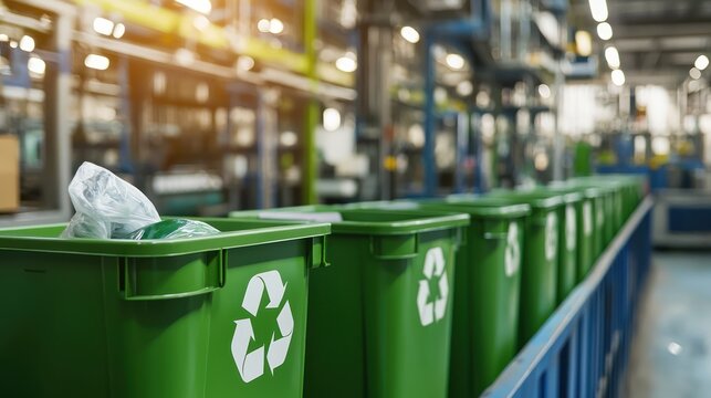 A factory produces eco-friendly products, focusing on sustainability and reducing waste in every step of the manufacturing process