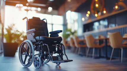 wheel chair in restaurant