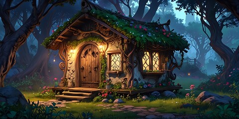 Fototapeta premium house fairy in the forest