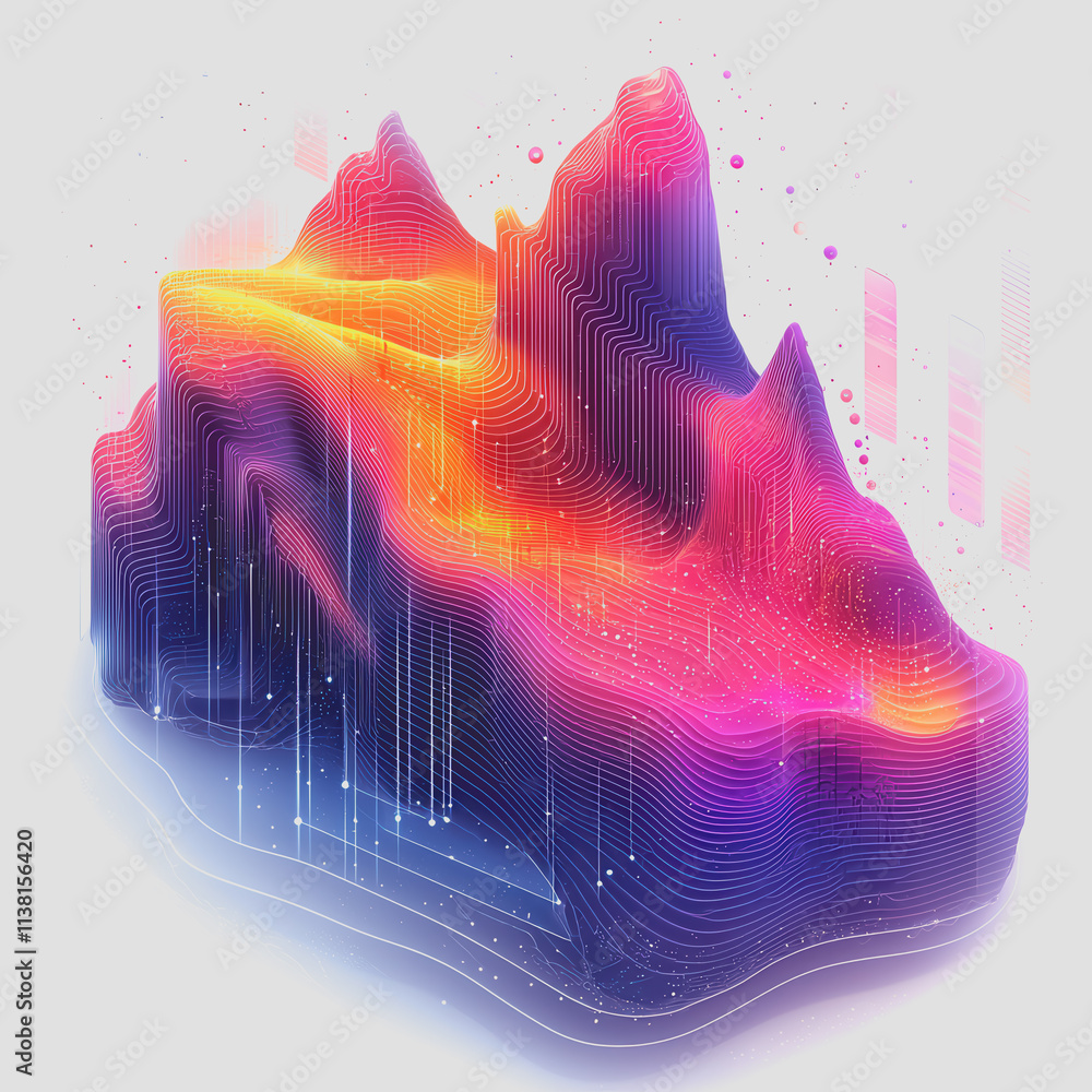 Poster edge-based anomaly detection digital illustration of a mountain featuring a vibrant colorful pattern