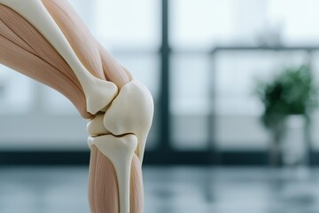 Knee anatomy posture concept. Knee joint anatomy with a focus on the structure and bones in a clinical setting.