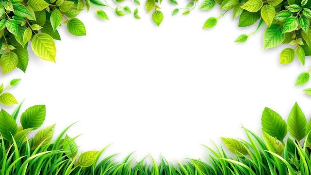 Realistic green grass border for seamless design, naturalistic, background