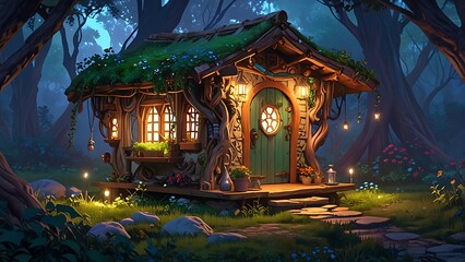 Obraz premium house fairy in the forest