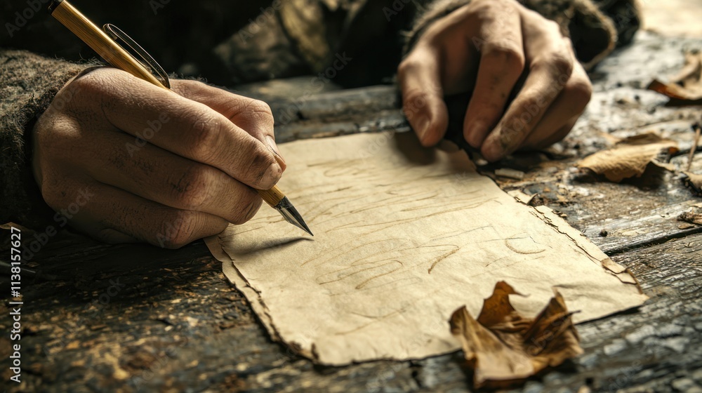 Poster a writer composes a modern fable, blending real-life themes with fictional elements to convey a prof