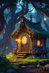 Fototapeta premium house fairy in the forest