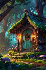Fototapeta premium house fairy in the forest