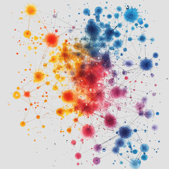 Obraz premium Adaptive Graph Clustering Colorful Abstract Background with Circles Vividly Illustrating Data Visualization Concepts in Modern Graphic Design for Business and Technology Applications