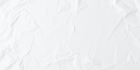 Obraz premium A close-up shot of a wrinkled white paper poster with creases and folds, vintage, blank