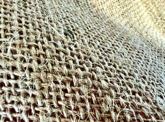 Jutestoff von einem Jutesack, raues Gewebe in beige und braun