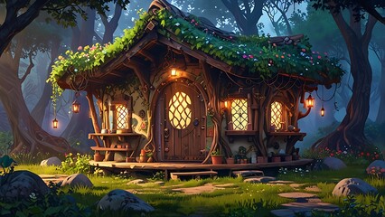 Fototapeta premium house fairy in the forest