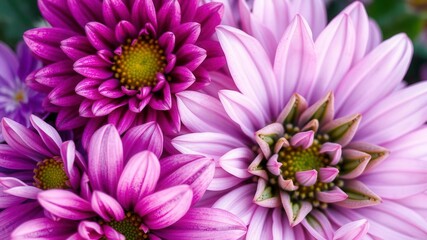 Obraz premium Vibrant purple flower petals and leaves in a dreamy, artistic composition, petals, composition, garden