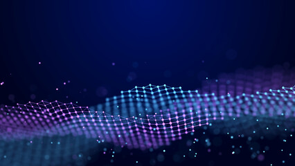 Abstract wave of musical sounds. Smooth information transfer. 3D rendering.
